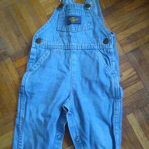 Size 12M Osh Kosh BGosh Heart Denim Plaid Cotton Button Jean Overalls